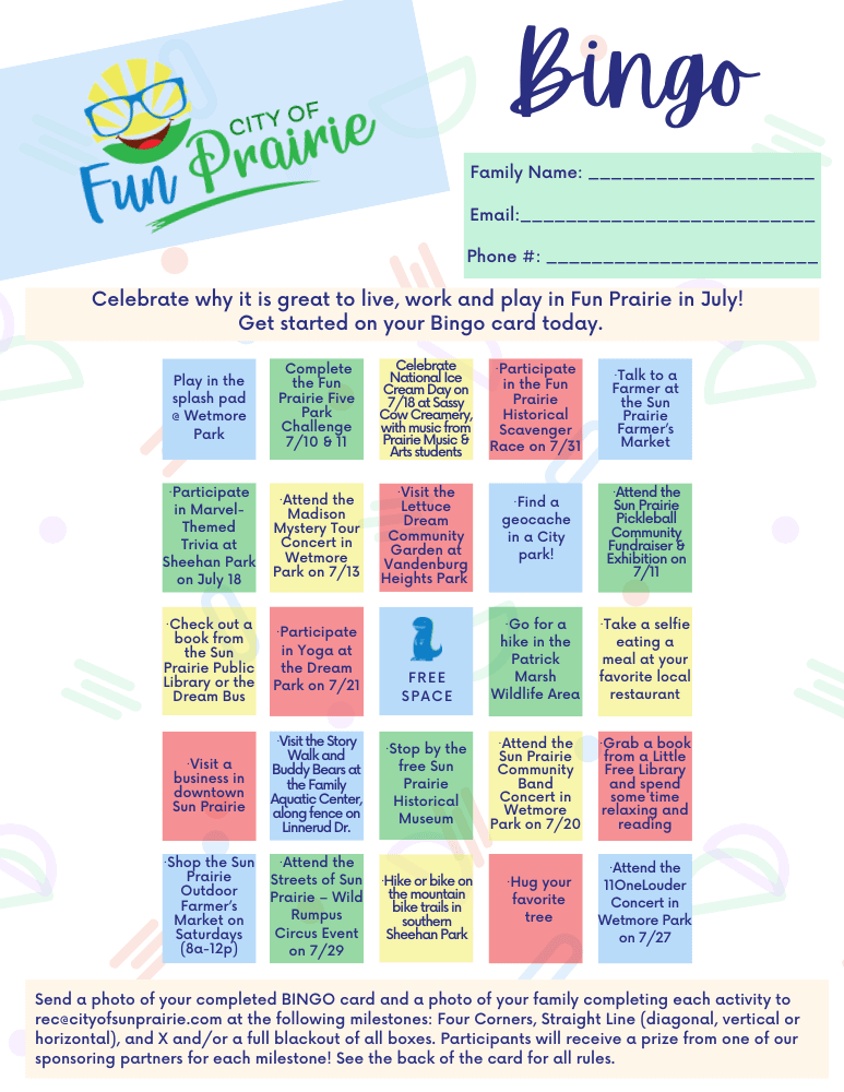 Fun Prairie Bingo Card Opens in new window