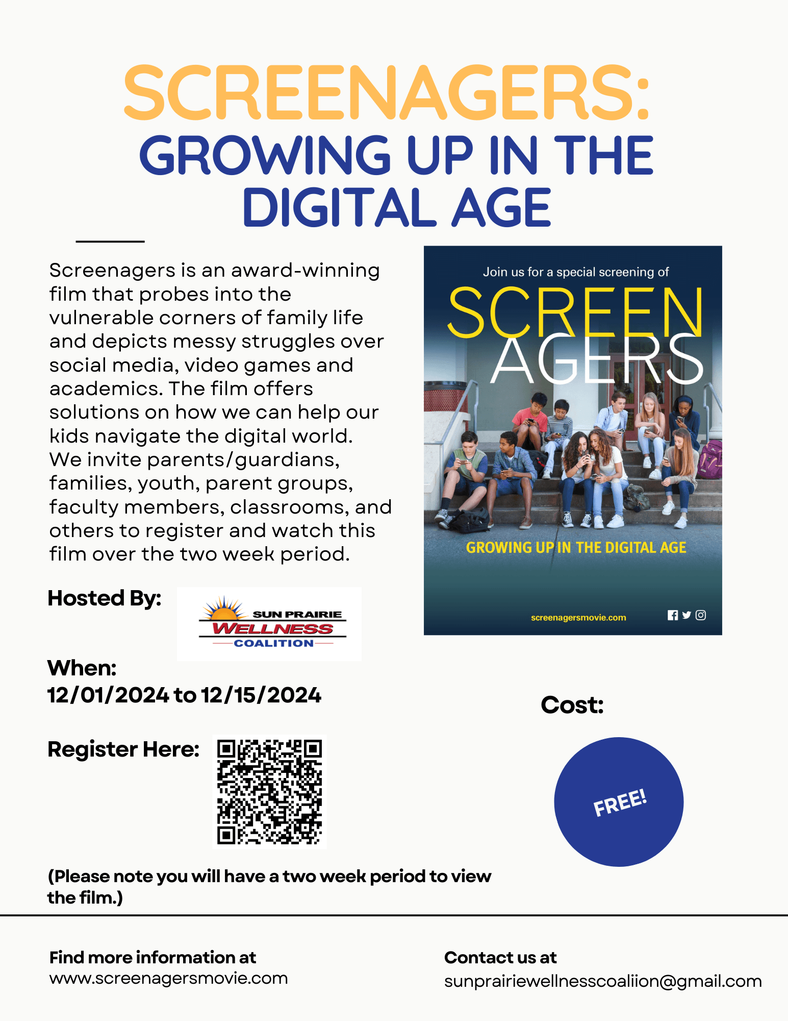 Screenagers Growing Up in the Digital Age QR Code Flyer